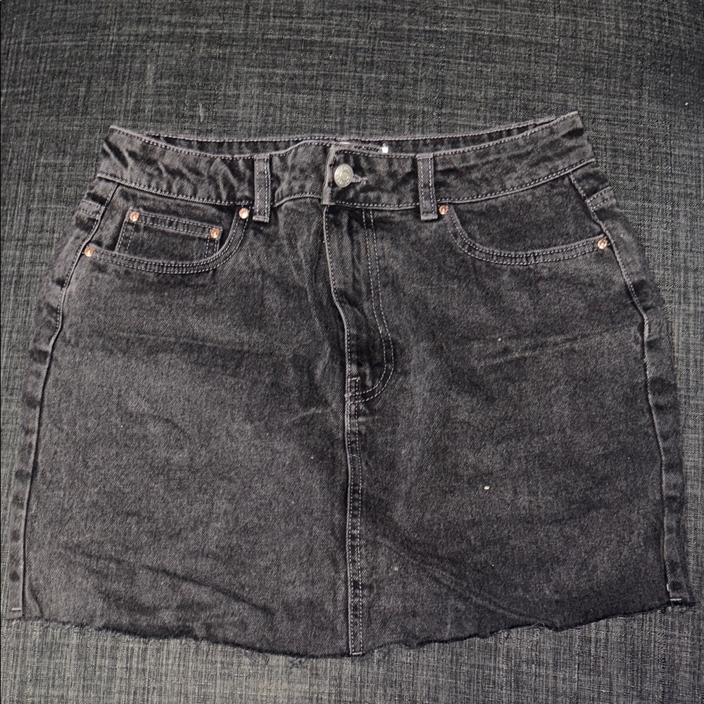 Refuge Black Denim Mini Skirt